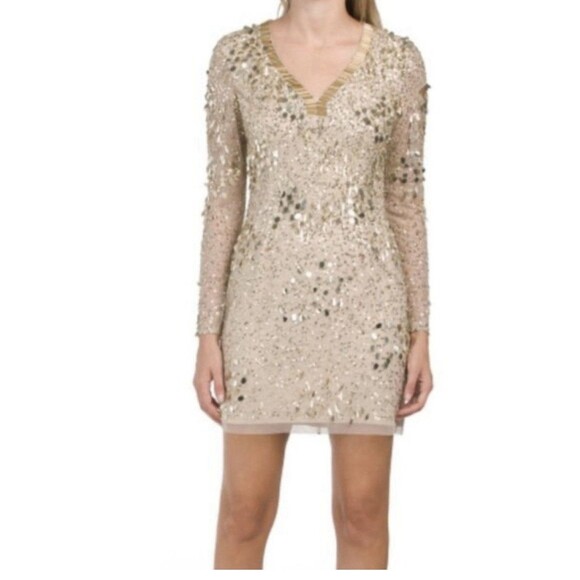 Aiden Mattox Gold Beaded Sequins Formal Dress - Picture 2 of 10